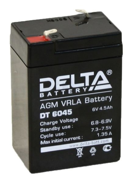 Аккумулятор для ИБП Delta Battery DT 6045 4,5А/ч-6Vст EN1 - - 70x47x107